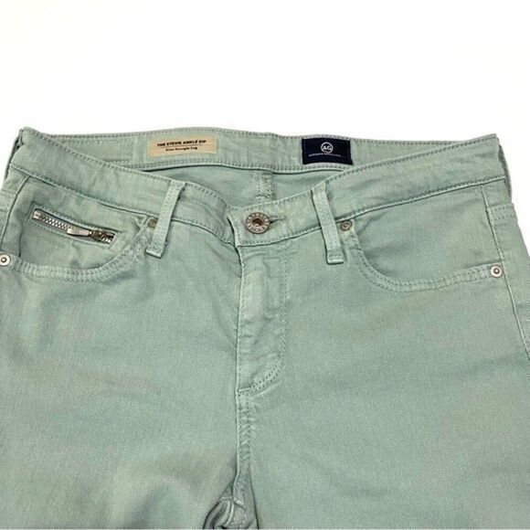 AG Adriano Goldschmied 26 The Ankle Zip Slim Straight Leg light green jean 503B5 - Picture 6 of 15